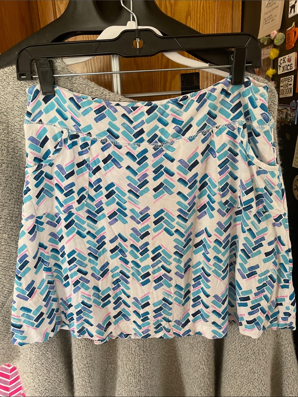 fresh produce Blue, Teal and Pink Patterned A-Line Skort Medium